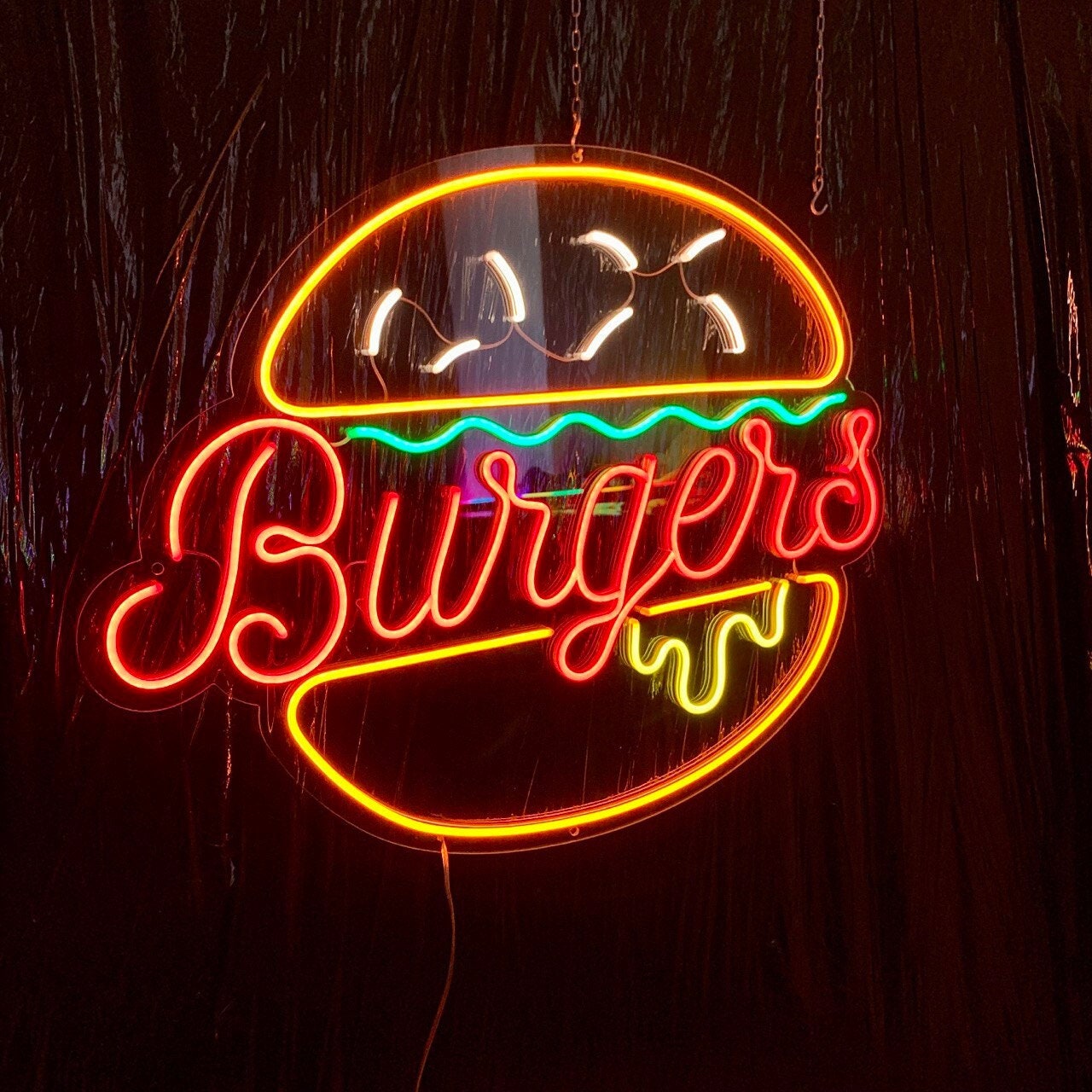 Burger Neon Sign Burger Led Sign Neon Bar Sign Wall Decor Etsy