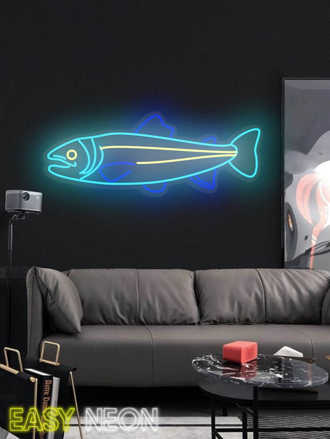 Fish Neon Sign – LED Wall Art Light, Ocean Themed Room Decor, Aquarium ...