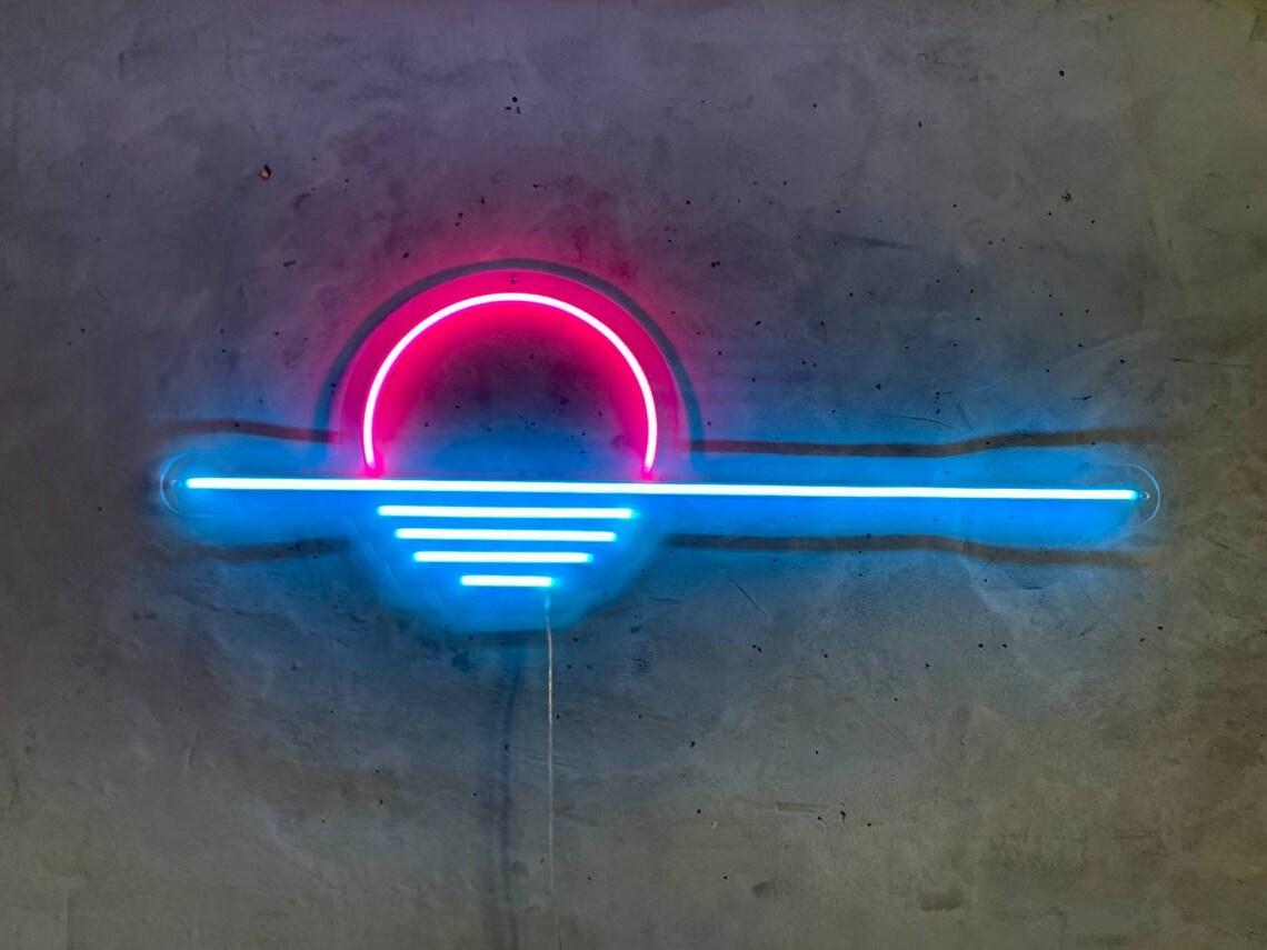 Sun Neon Sign Led Neon Sign Wall Decor Wall Sign Sunset Etsy