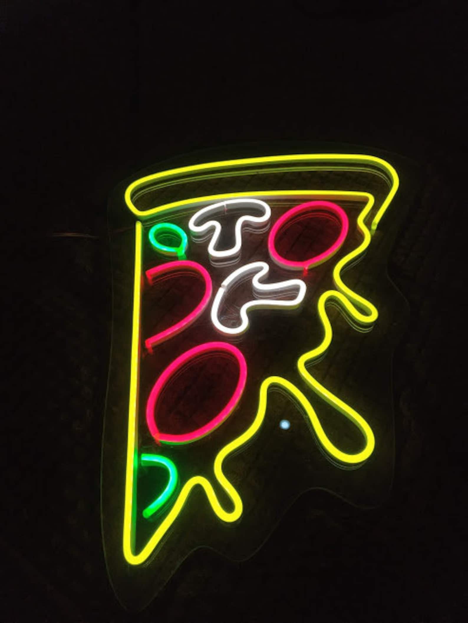 Pizza neon sign Pizza neon slice food neon decor led wall Etsy