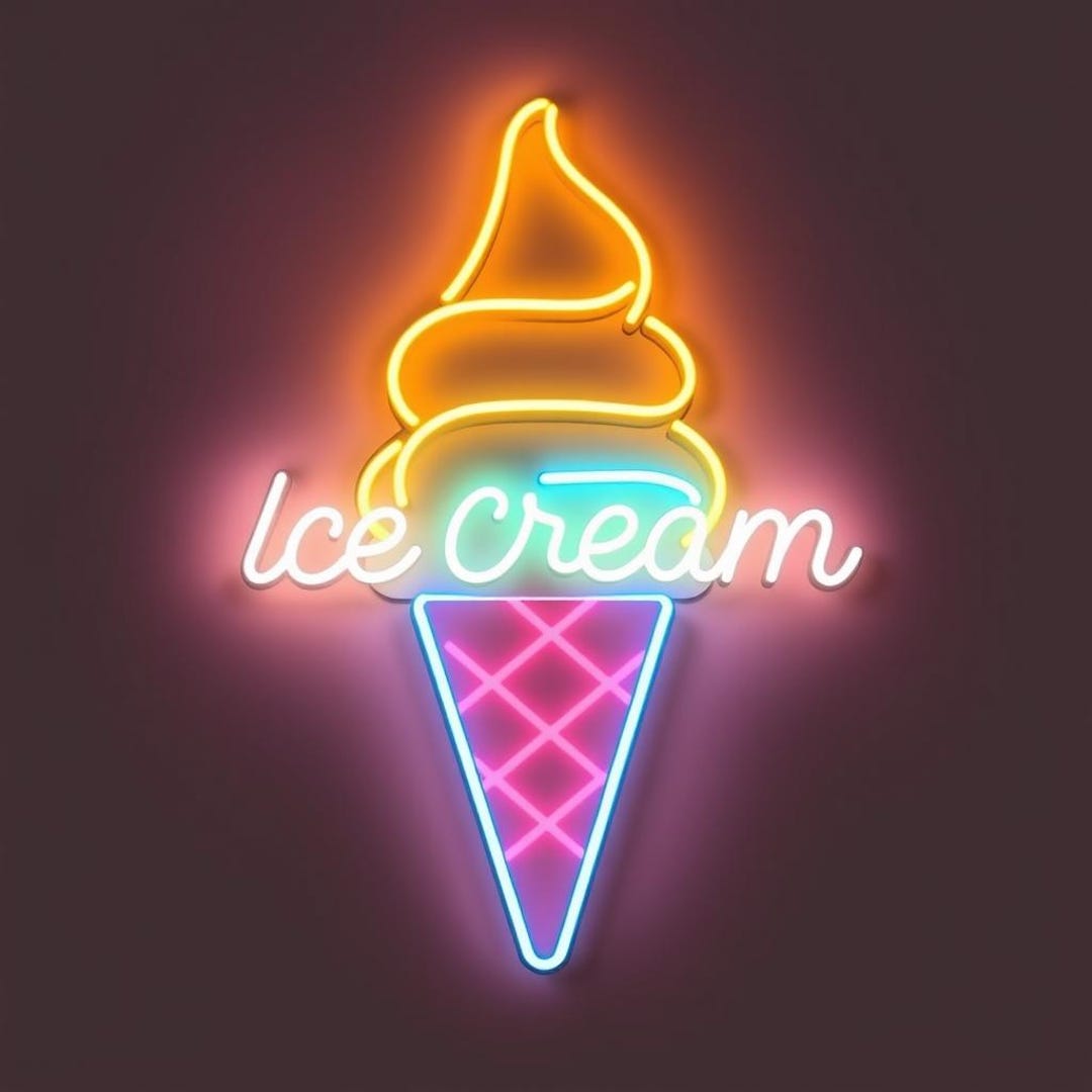 アイスクリームネオンサイン - カフェ、デザートショップ、キッチン