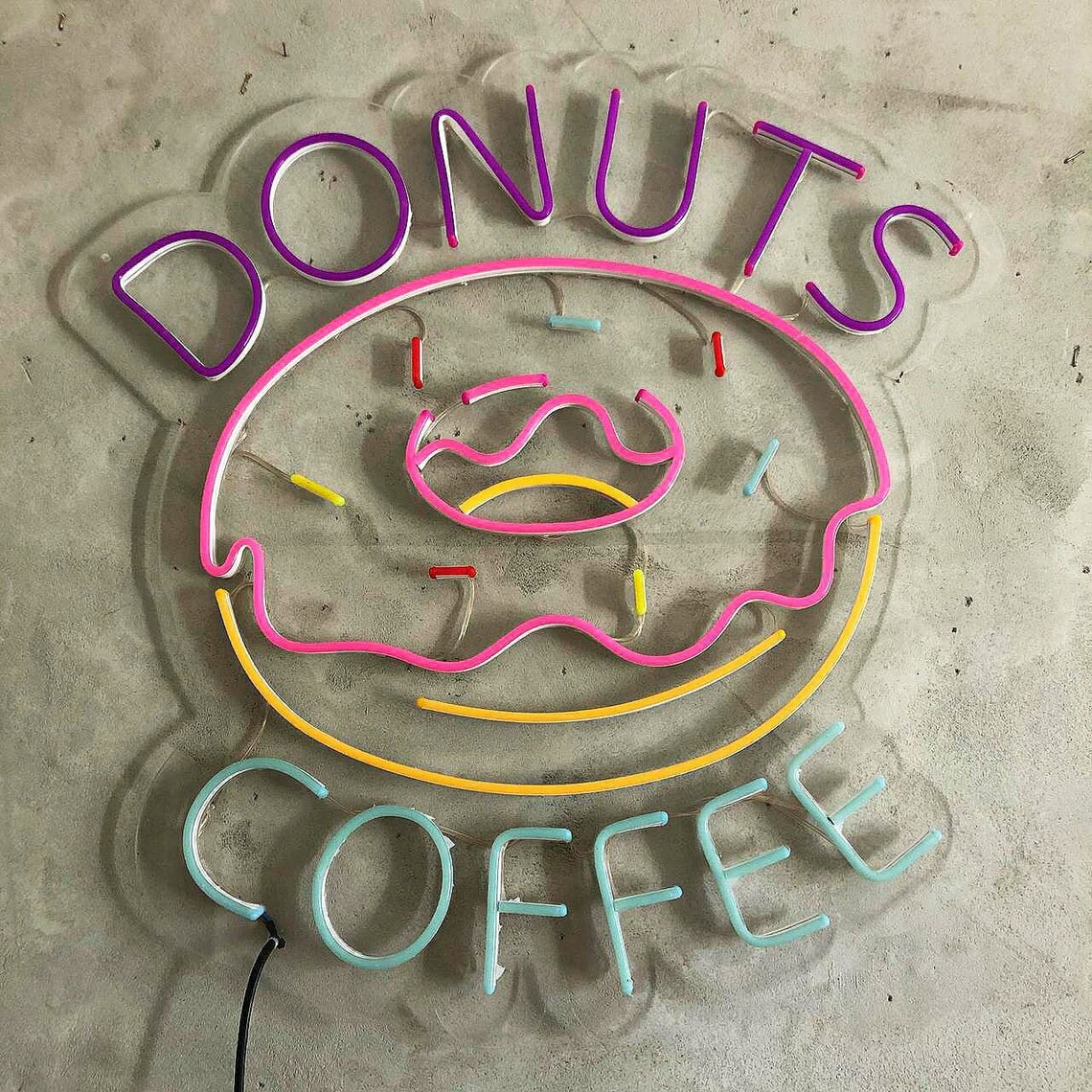 Donut Neon Sign Donut Multicolored Neon Sign Eat Neon Sign - Etsy