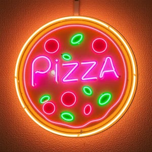 Pizza Neon Sign LED Wall Light | Restaurant Neon Wall Art for Pizzeria, Cafe, Bar, Kitchen or Takeaway Decor