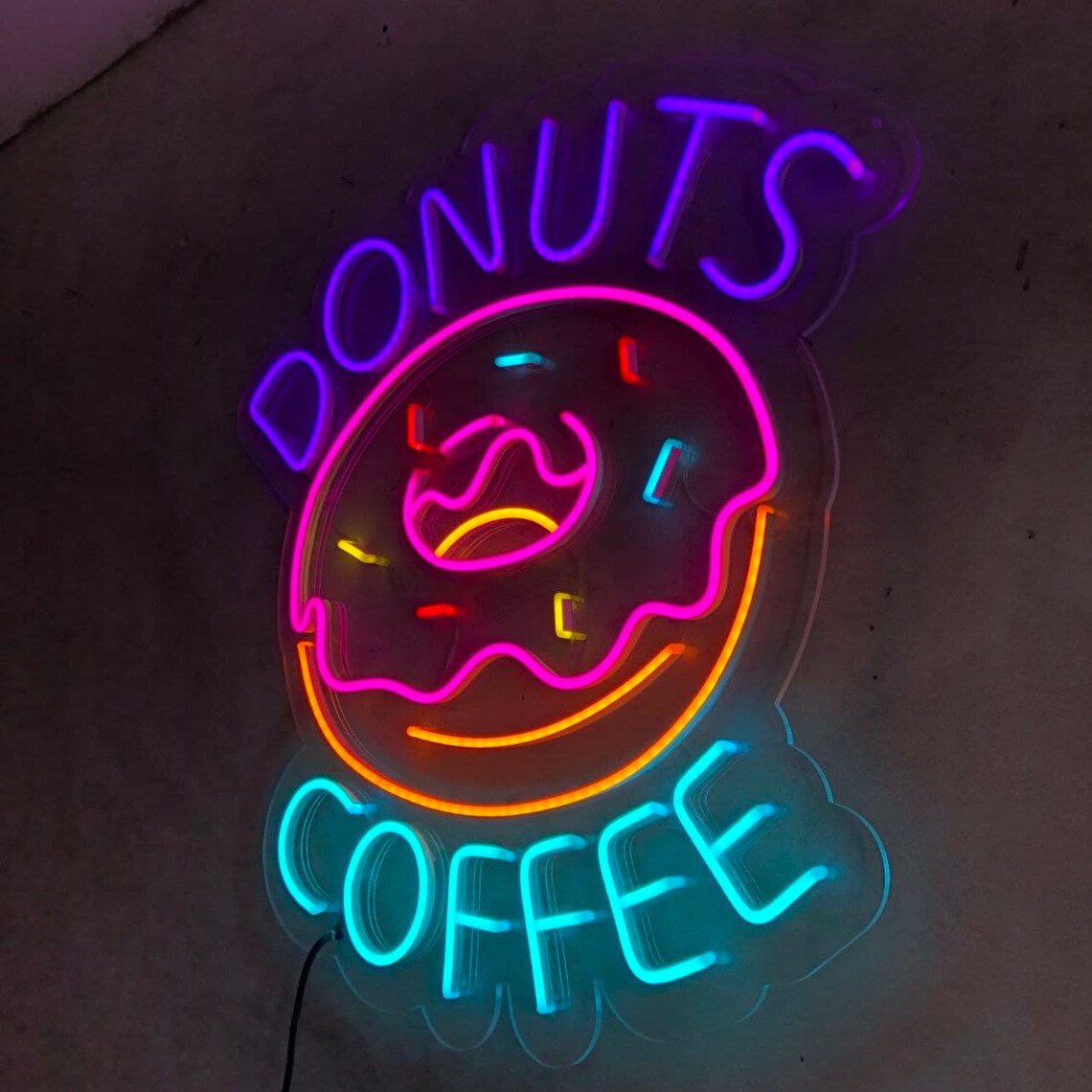 Donut Neon Sign Donut Multicolored Neon Sign Eat Neon Sign - Etsy