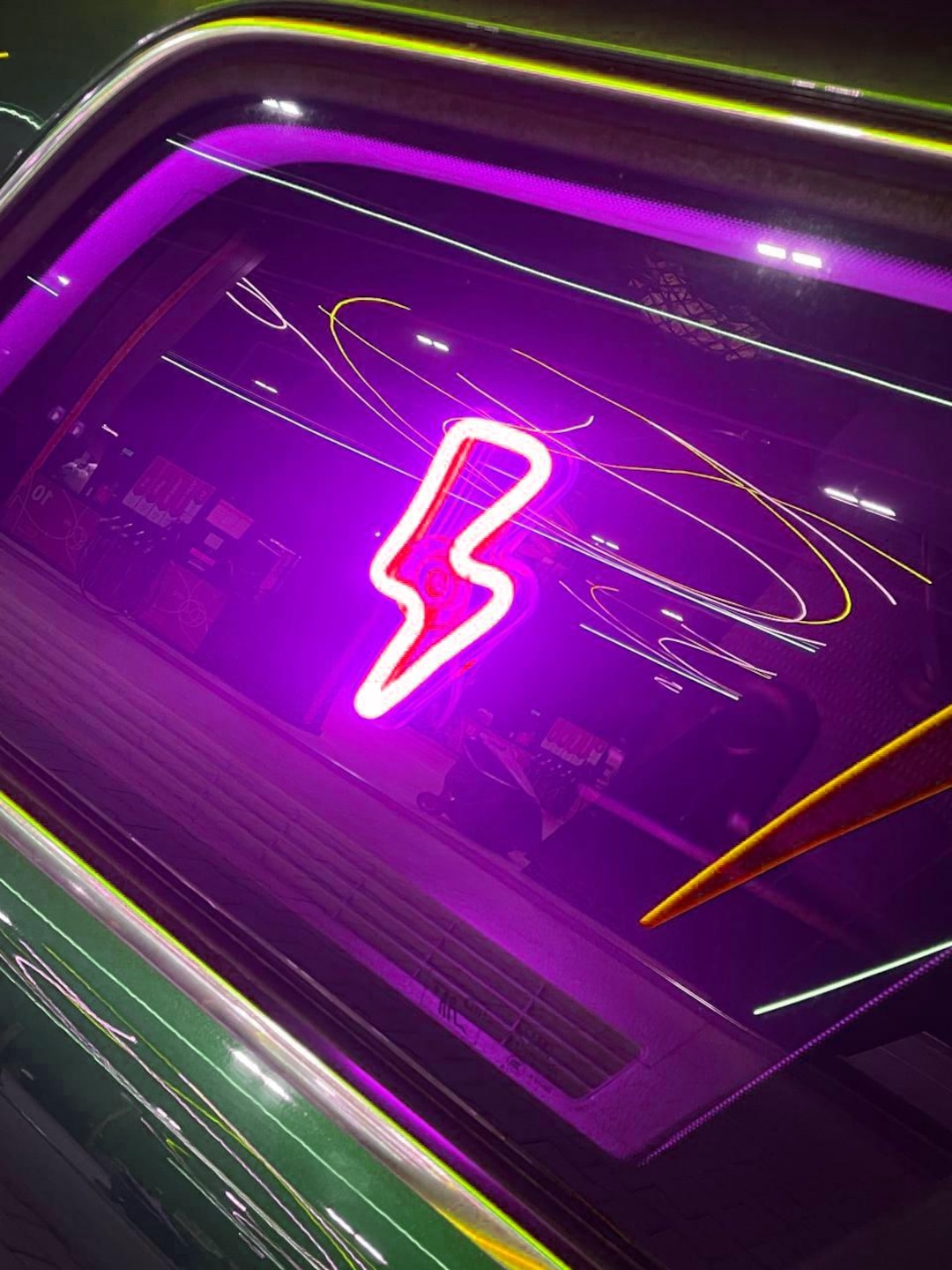 Car Neon Sign Lightning Bolt – Mini LED Light for Window, Cool Auto ...