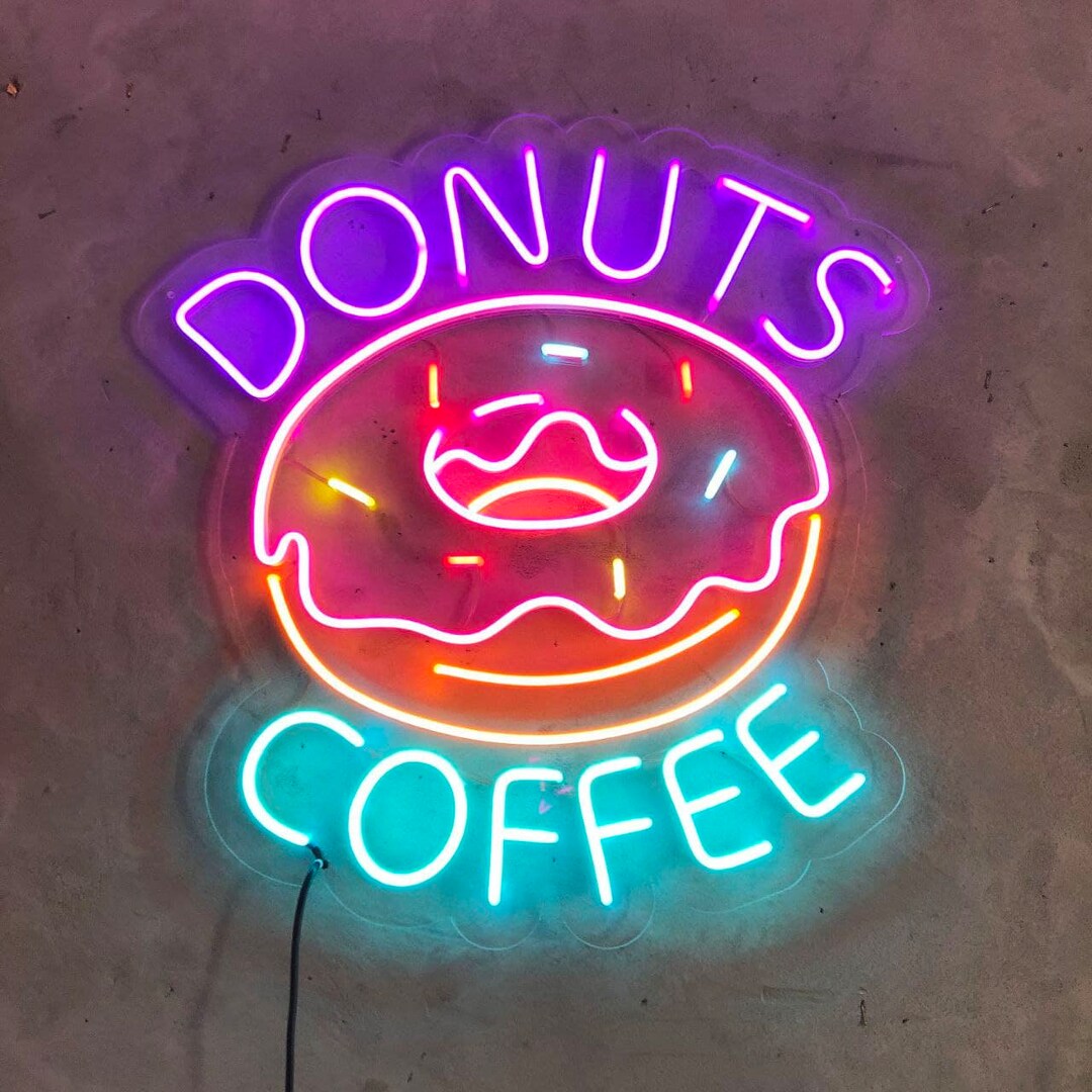 Donut Neon Sign Donut Multicolored Neon Sign Eat Neon Sign - Etsy