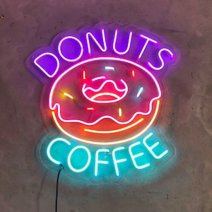 Donut Neon Sign, Donut Multicolored Neon Sign, Eat Neon Sign, Custom Neon Sign, Wall Decor, Neon Sign Bedroom, Neon Room Sign, Neon Flex