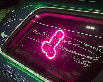 Letrero de neón de coche travieso: luz LED divertida para ventana, decoración con humor para adultos, regalo para despedida de soltero