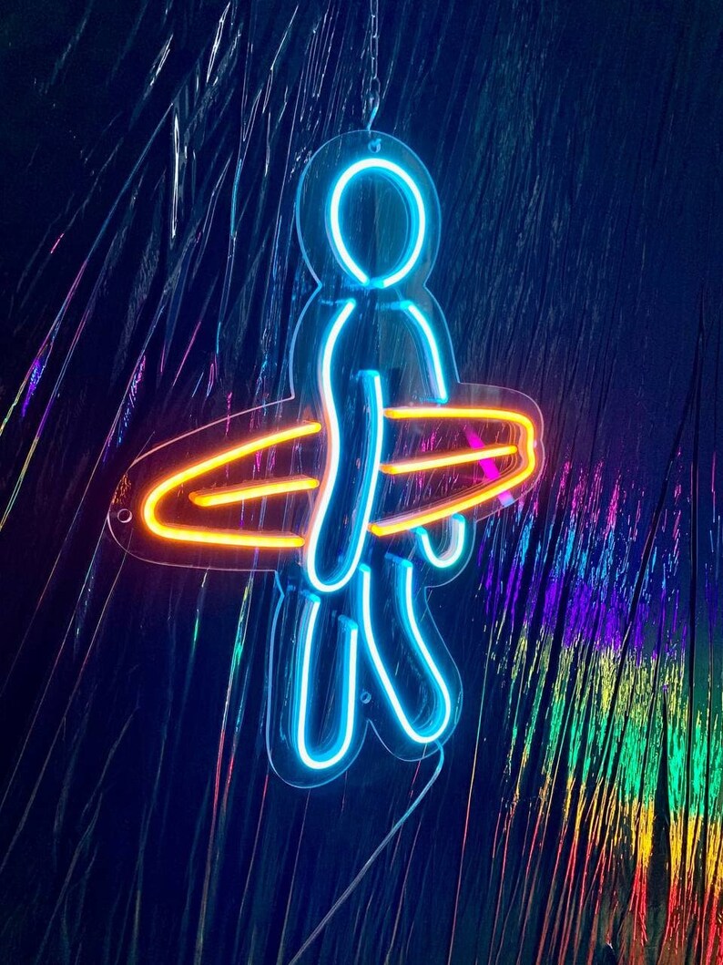 Surf Neon Sign Surfboard Neon Sign Surf Wall Art Ocean Wave - Etsy