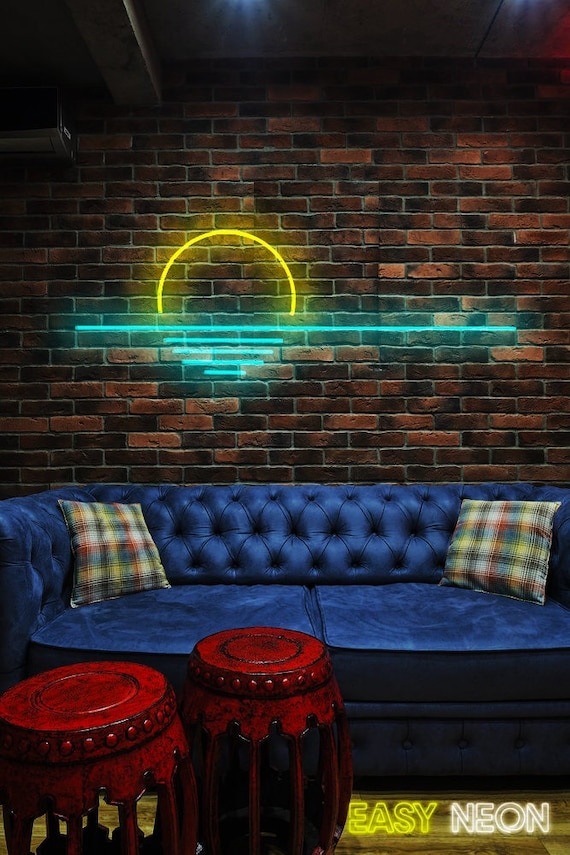 Sun Neon Sign Led Neon Sign Wall Decor Wall Sign Sunset Etsy