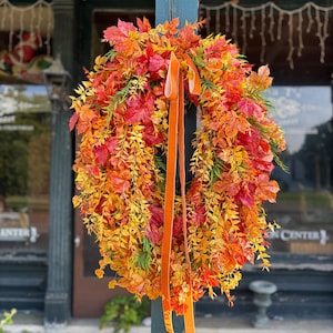 Fall Door Wreath | Large Autumn Wreath | Maple Leaf Grapevine Wreath | Front Door Decor | Fall Wreath for Porch | Handmade Autumn Decor