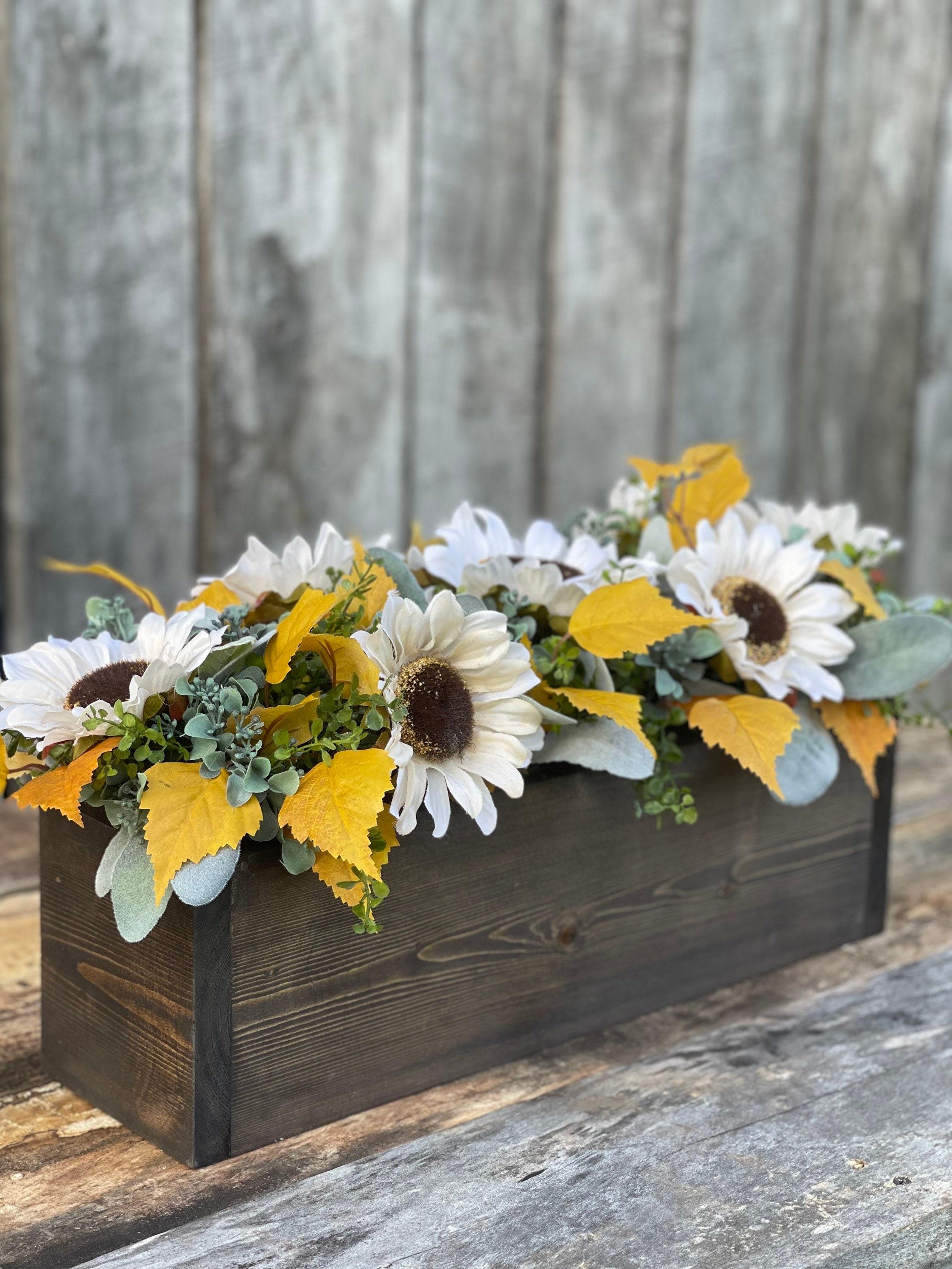 Fall Wooden Box Floral Arrangement Dining Table Centerpiece Etsy