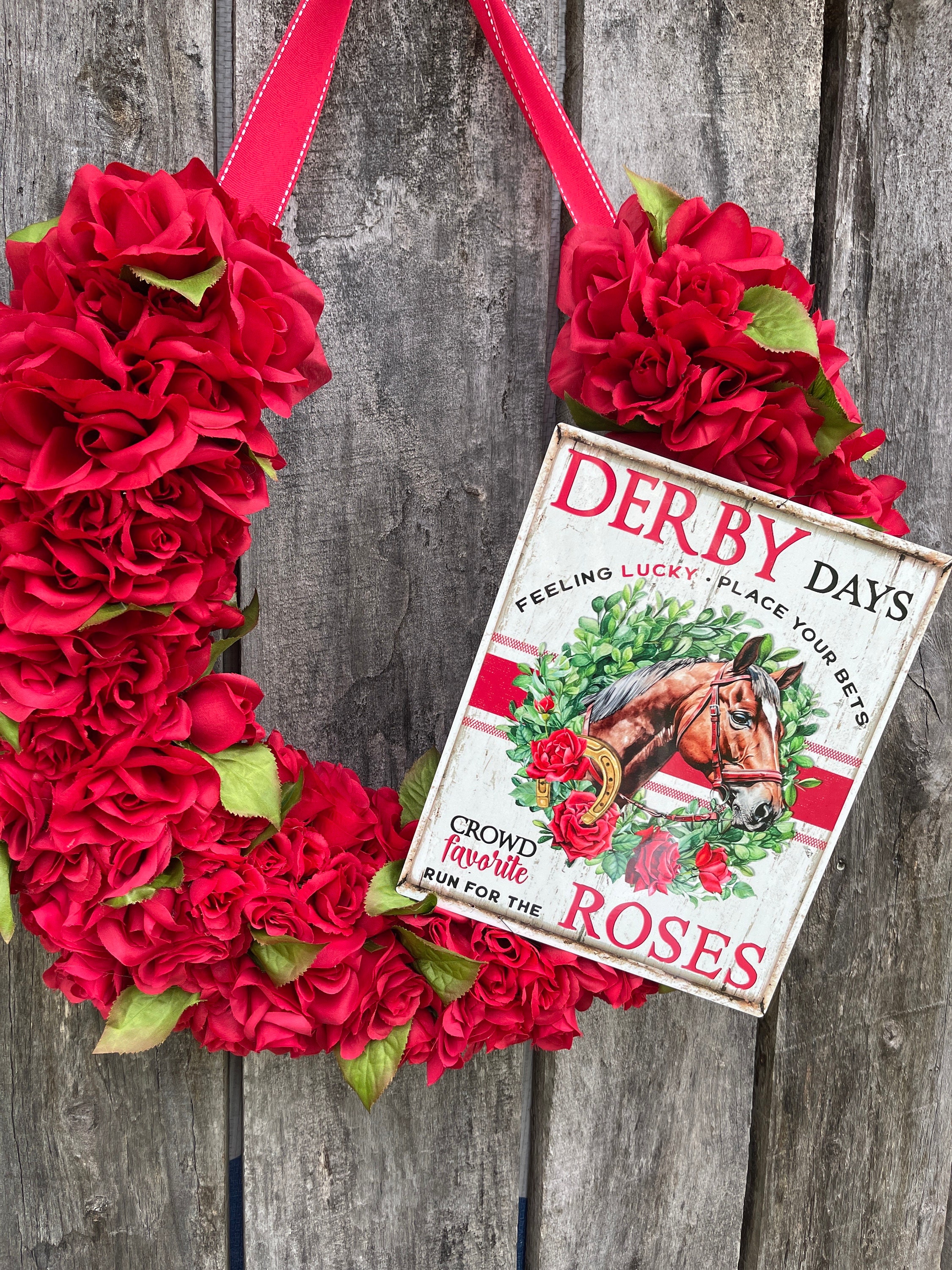 Derby Red Roses Wreath Run for the Rose's Kentucky Derby Horseshoe ...