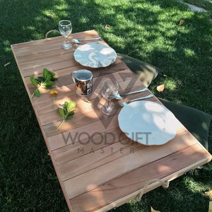 22x44 inc, picnic table, boho table, car picnic table, folding table, wood gift, low seated table, table, wood table image 5