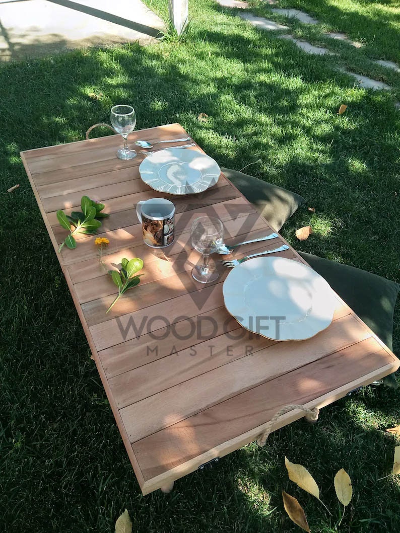 22x44 inc, picnic table, boho table, car picnic table, folding table, wood gift, low seated table, table, wood table image 5