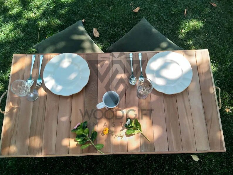 22x44 inc, picnic table, boho table, car picnic table, folding table, wood gift, low seated table, table, wood table image 4