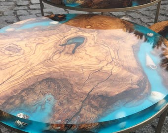 Epoxy coffee table set, handmade wooden table, modern coffee table, custom epoxy coffee table, unique epoxy coffee table
