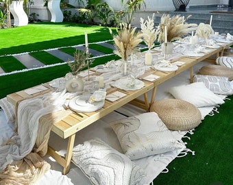 2 pieces  29x39 inc wood table, Bright to be table, picnic table, boho table, car picnic table.