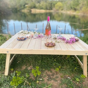Wood table, 29x39 inc, Bright to be table, picnic table, boho table, car picnic table, folding table, wood gift, low seated table, table