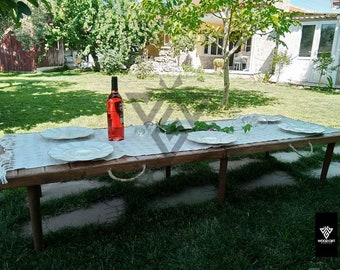 Wood table / 28x71/30x73  13-19 inc legs, Picnic table, Low Picnic Table, floor table, out door table, large garden dining table