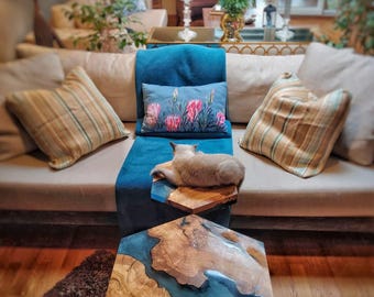 Epoxy coffee table set, modern coffee table, custom epoxy coffee table, unique epoxy coffee table