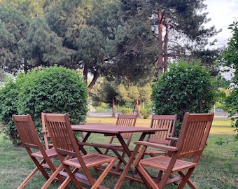 Garden Table, folden chair and Table, Wood garden Table set