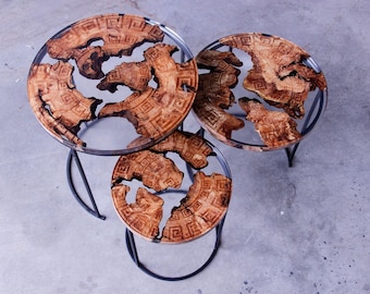 Epoxy coffee table set, handmade wooden table, modern coffee table, custom epoxy coffee table, unique epoxy coffee table, olympus design