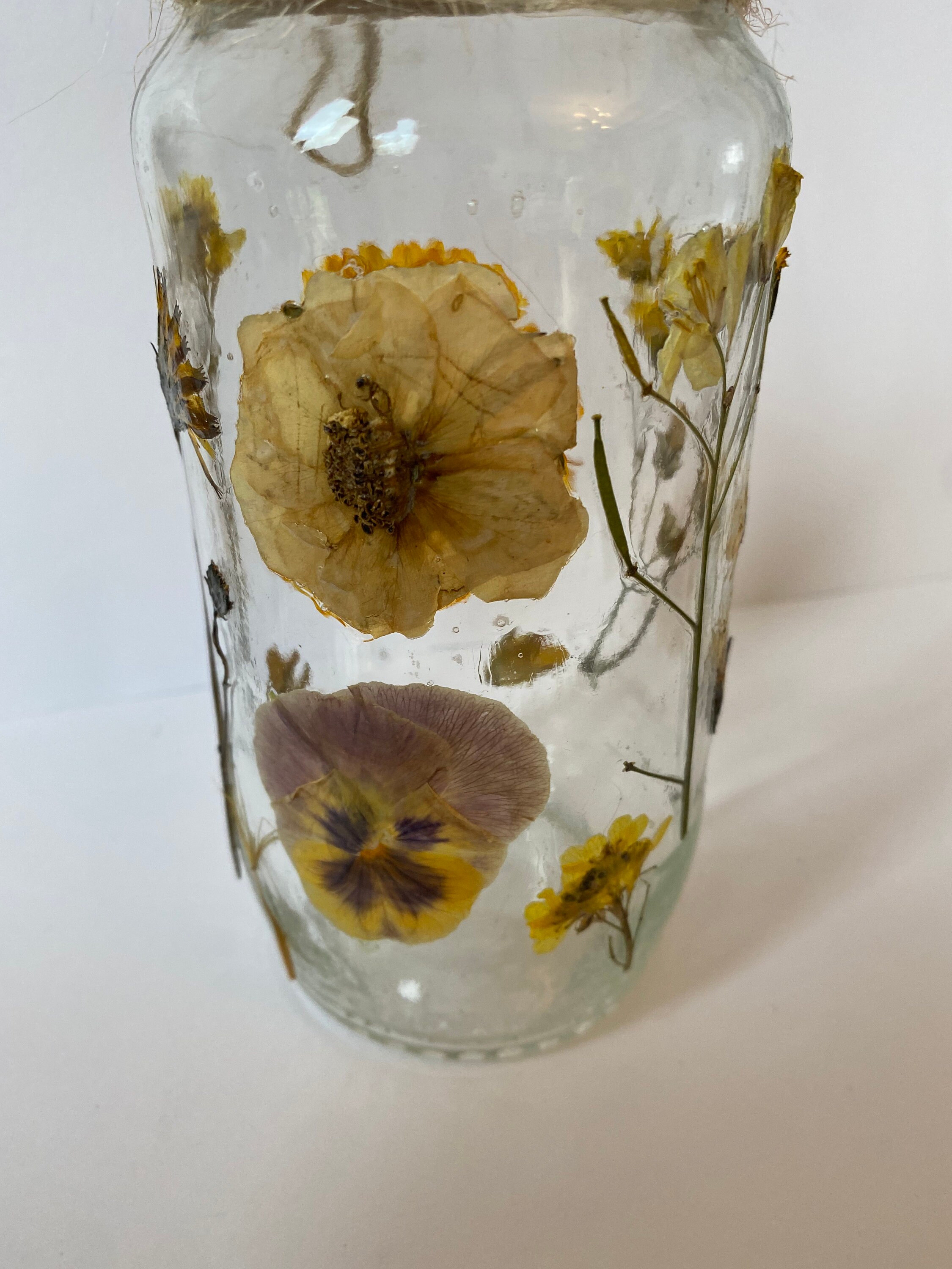 Large mixed pressed flower tealight jar handmade gift gift Etsy