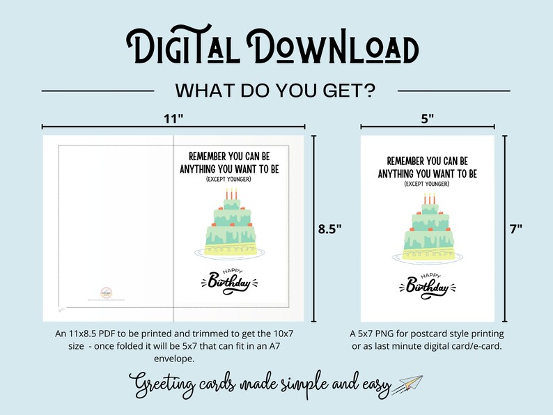 Except Younger Birthday Card Funny and Witty Greeting Card Etsy