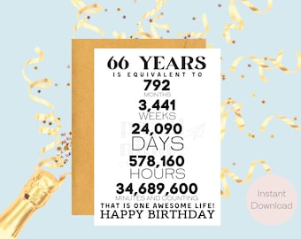 66. Geburtstag Karte | Sofort Download | Last Minute Geschenk | Digitale Karte | E-Card | Grußkarte