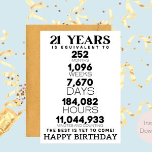 Biglietto per il 21° compleanno / Download istantaneo / Regalo last minute / Biglietto digitale / Biglietto elettronico / Biglietto d'auguri