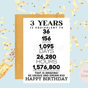 3rd Birthday Card | Instant Download | Last Minute Gift | Digital Card | E-card | Greeting Card