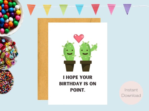 Birthday Is On Point Kaktus Geburtstagskarte | Witzig und witzig |  Grukarte | Sofort Download | Last Minute Geschenk | Digitale Karte |  E-Card - Etsy sterreich