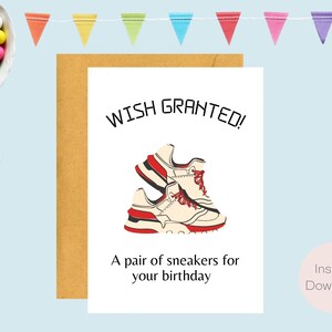 Carte d’anniversaire baskets | Drôle et plein d'esprit | Carte de vœux | Téléchargement instantané | Cadeau de dernière minute | Carte numérique | Carte électronique
