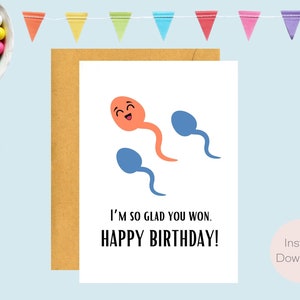 Je suis content que vous ayez gagné une carte d'anniversaire | Drôle et plein d'esprit | Carte de vœux | Téléchargement instantané | Cadeau de dernière minute | Carte numérique | Carte électronique
