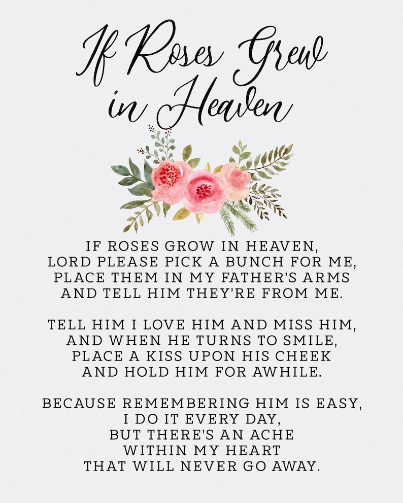 Memorial Poem for Dad in Loving Memory of Father Gift Loss of Loved One