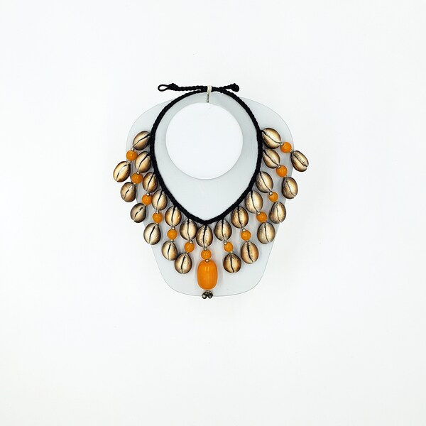 Tiger Cowry Shells W/ Resin Beads Necklace set- TCRN