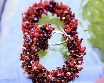 Timeless Wreath Beaded Hoop Earrings 2"