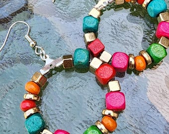 Boho Chic Beaded Hoop Earrings
