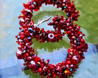 Timeless Wreath Beaded Hoop Earrings 2.5"