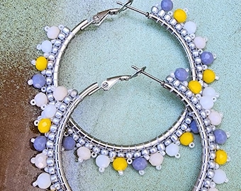 Boho Chic Beaded Hoop Earrings