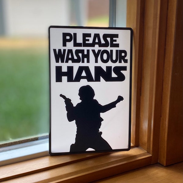 Wash Your Hans Star Wars Sign - 3D Star Wars Sign - Gift For Him - Star Wars Gifts - bathroom Humor - Funny Star Wars Sign - Dad Humor - 3D