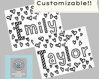 Name Coloring Page Etsy
