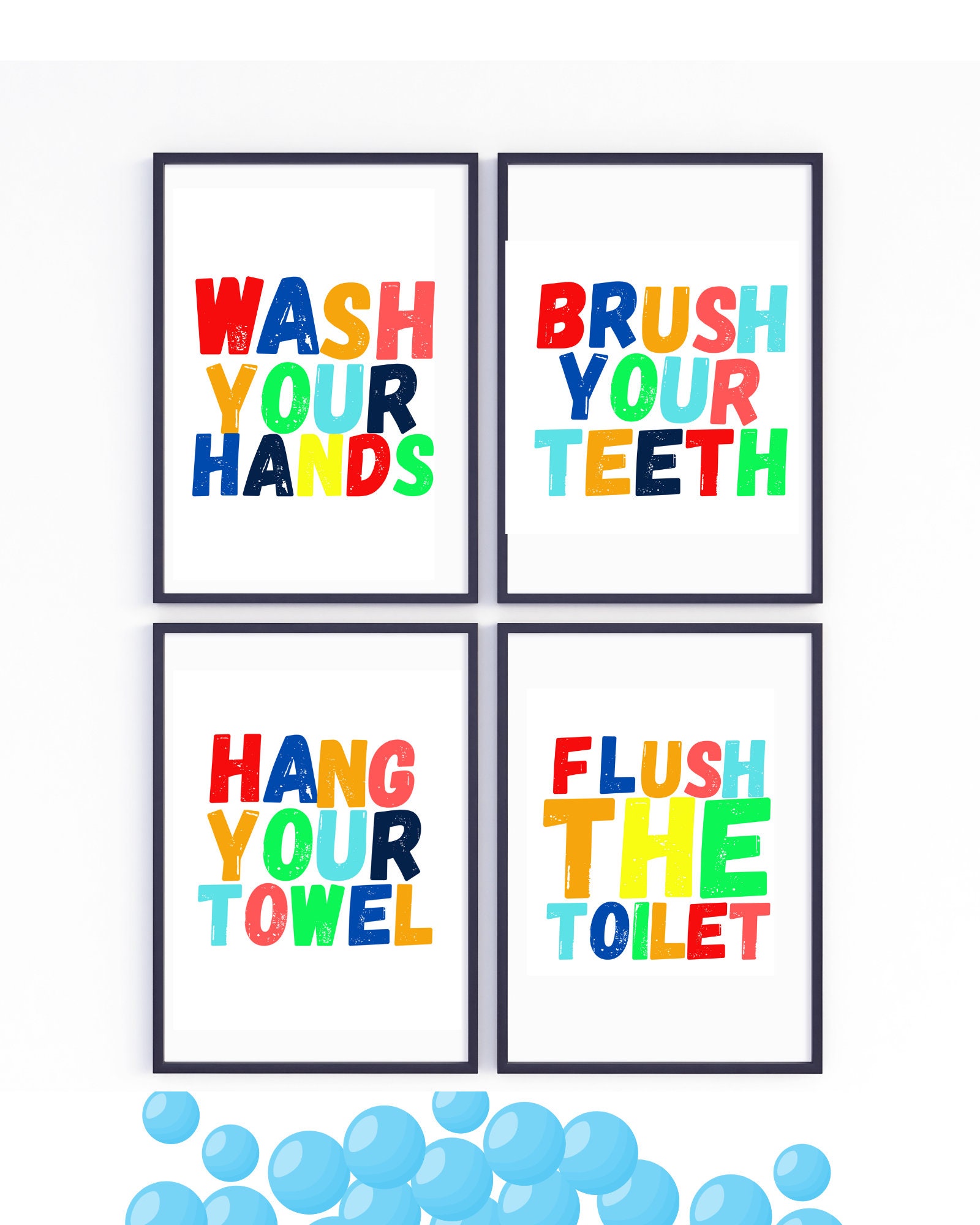 Kids Baño Pared Arte / Impresiones de baño // Lavarse las | Etsy
