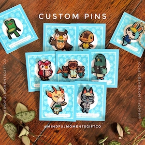 Pines personalizados hechos a mano, regalo de cumpleaños de aldeano, lindos llaveros para interruptor para ella, él, amigo, mercancía personalizada