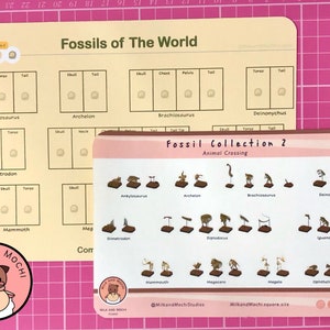 Fossil Sticker Sheet Museum Collection Pack | Game Completion Progress Checklist Chart | Gift Set Print Customisable