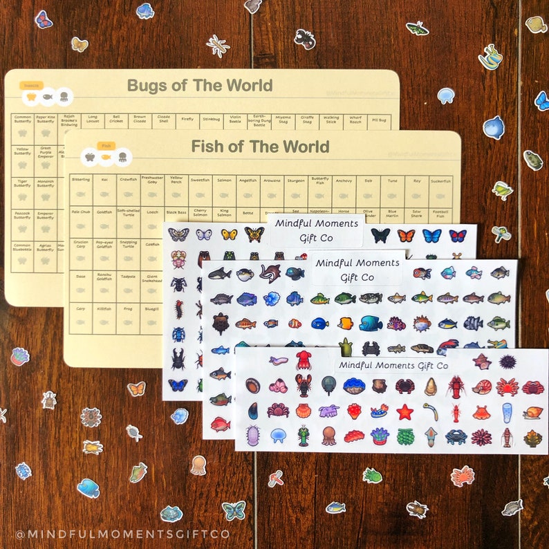 Critterpedia Sticker Pack Animal Crossing Bugs Fish Sea - Etsy