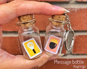 Flaschenpost - Schlüsselanhänger Liebhaber Geburtstagsgeschenk DIY Rezept Schalter Niedliches Spiel Box Mini Glas Hinweis