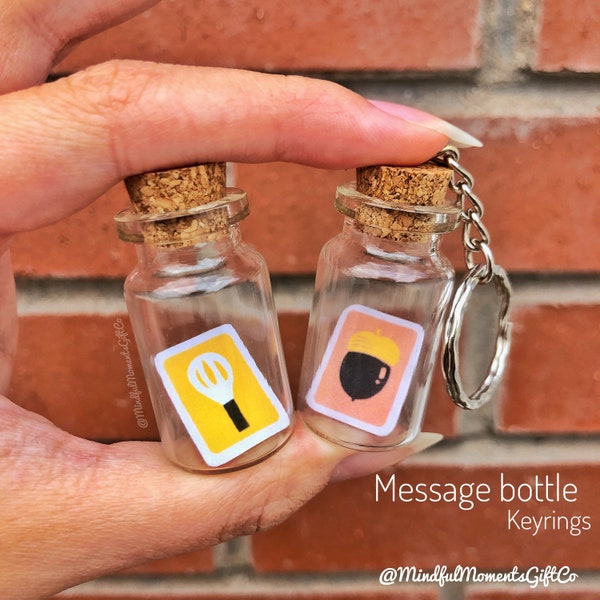 Message in a Bottle - Keyring Lover Birthday Gift DIY Recipe Switch Cute Game Box Mini Glass Note