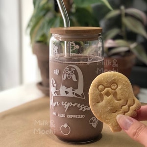 Coffee Lover 16oz Libbey Cup | Lover Large Beer Can Glass with Lid and Boba Straw | Reusable Kawaii Gamer Gift Set